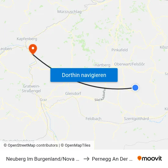 Neuberg Im Burgenland/Nova Gora to Pernegg An Der Mur map