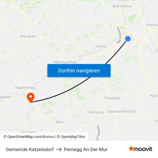 Gemeinde Katzelsdorf to Pernegg An Der Mur map