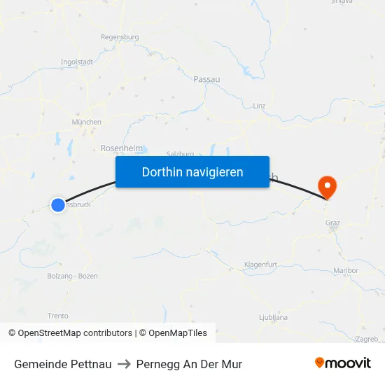 Gemeinde Pettnau to Pernegg An Der Mur map