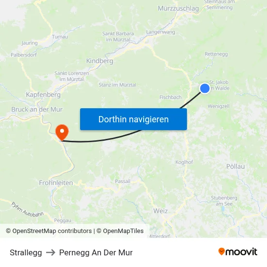 Strallegg to Pernegg An Der Mur map
