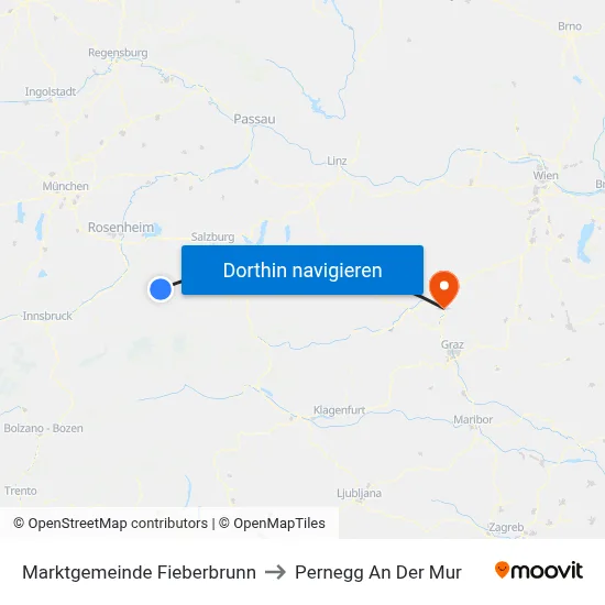 Marktgemeinde Fieberbrunn to Pernegg An Der Mur map