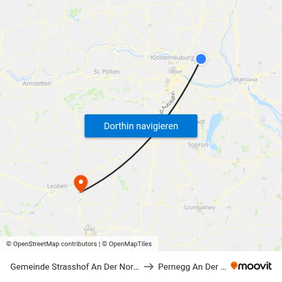Gemeinde Strasshof An Der Nordbahn to Pernegg An Der Mur map