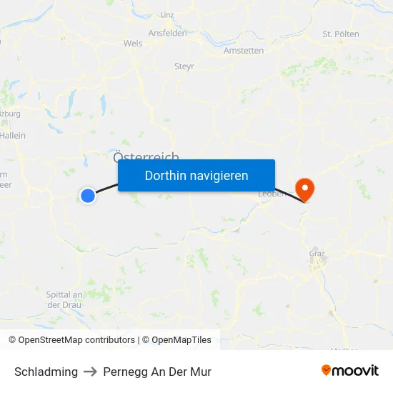 Schladming to Pernegg An Der Mur map