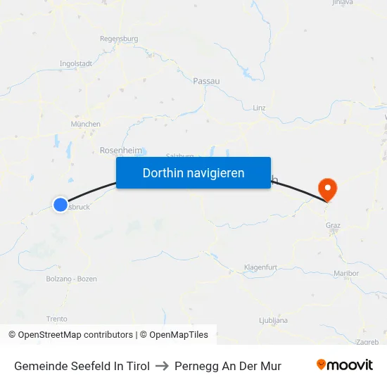Gemeinde Seefeld In Tirol to Pernegg An Der Mur map
