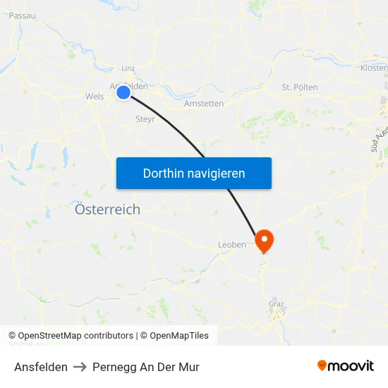 Ansfelden to Pernegg An Der Mur map