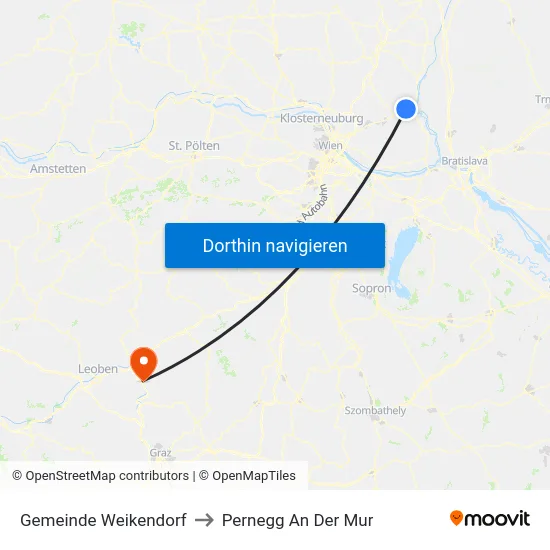 Gemeinde Weikendorf to Pernegg An Der Mur map