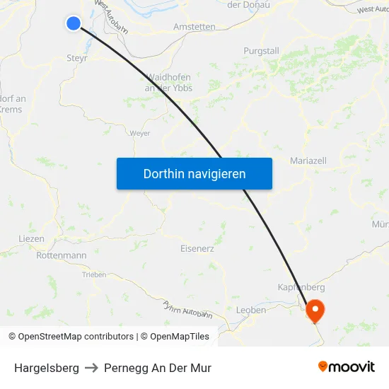 Hargelsberg to Pernegg An Der Mur map