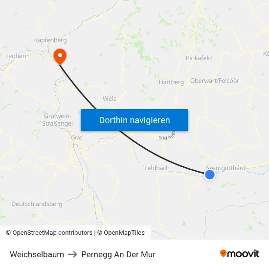 Weichselbaum to Pernegg An Der Mur map