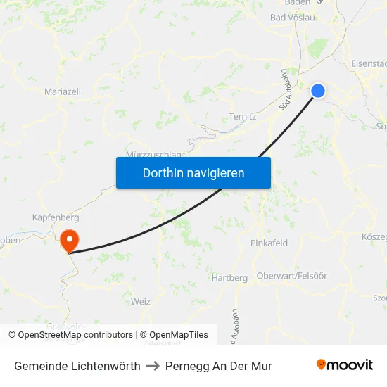 Gemeinde Lichtenwörth to Pernegg An Der Mur map