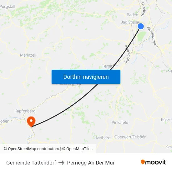 Gemeinde Tattendorf to Pernegg An Der Mur map