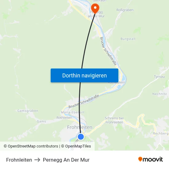 Frohnleiten to Pernegg An Der Mur map
