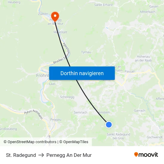 St. Radegund to Pernegg An Der Mur map