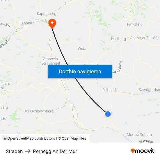 Straden to Pernegg An Der Mur map