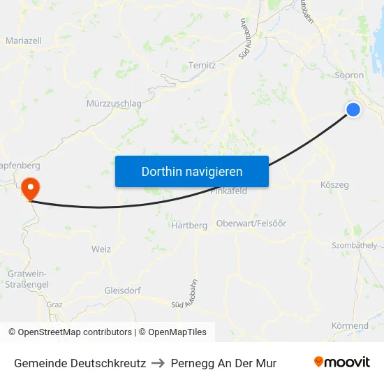 Gemeinde Deutschkreutz to Pernegg An Der Mur map