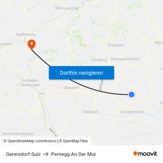 Gerersdorf-Sulz to Pernegg An Der Mur map