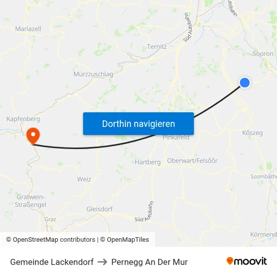 Gemeinde Lackendorf to Pernegg An Der Mur map