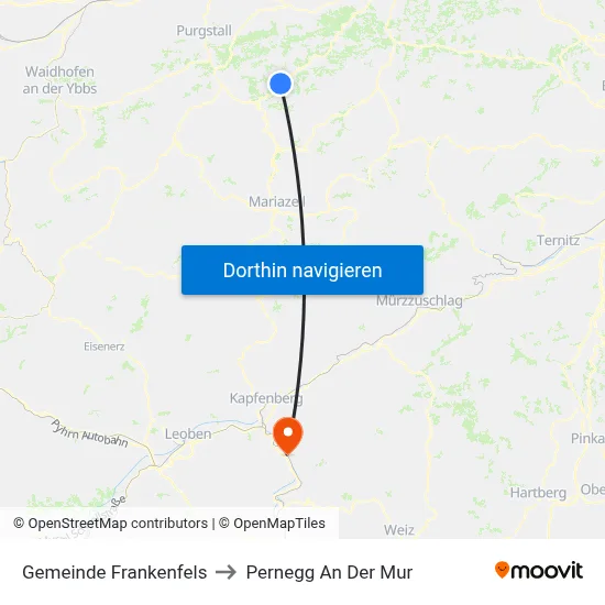 Gemeinde Frankenfels to Pernegg An Der Mur map