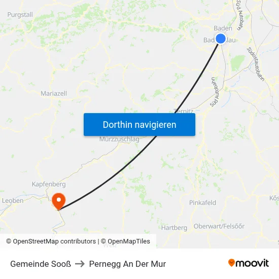 Gemeinde Sooß to Pernegg An Der Mur map