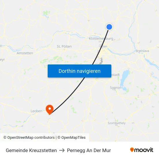 Gemeinde Kreuzstetten to Pernegg An Der Mur map