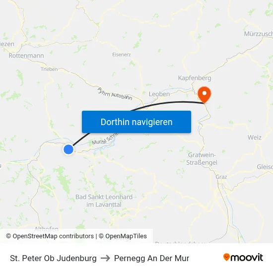 St. Peter Ob Judenburg to Pernegg An Der Mur map
