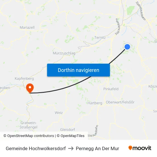 Gemeinde Hochwolkersdorf to Pernegg An Der Mur map