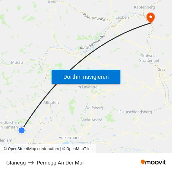 Glanegg to Pernegg An Der Mur map