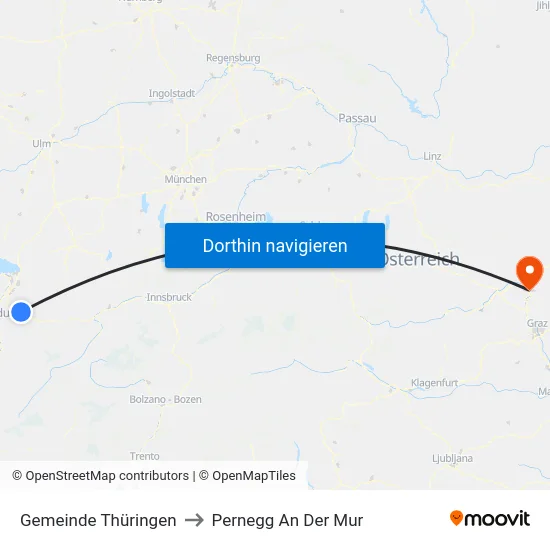 Gemeinde Thüringen to Pernegg An Der Mur map