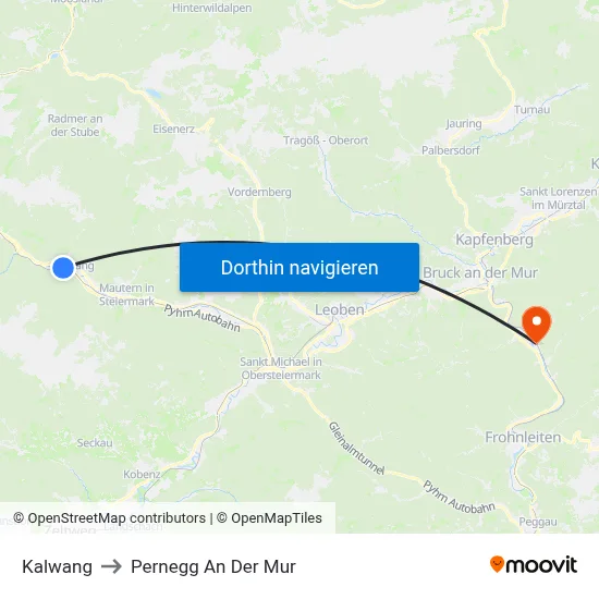 Kalwang to Pernegg An Der Mur map