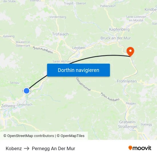 Kobenz to Pernegg An Der Mur map