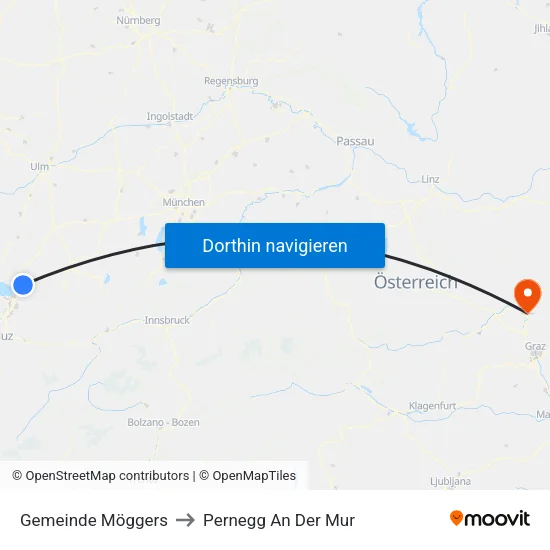 Gemeinde Möggers to Pernegg An Der Mur map