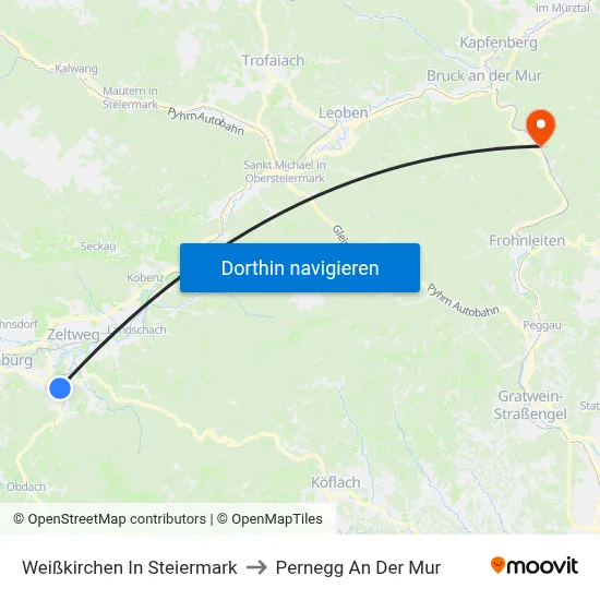 Weißkirchen In Steiermark to Pernegg An Der Mur map