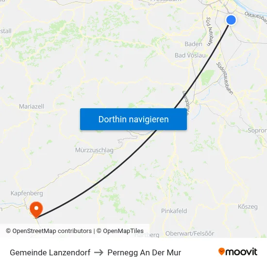 Gemeinde Lanzendorf to Pernegg An Der Mur map