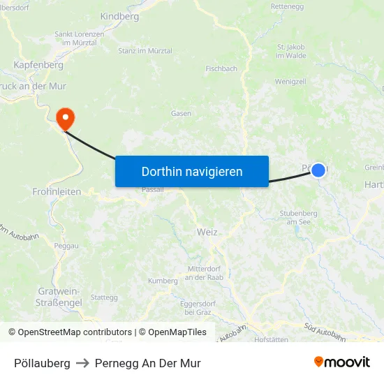 Pöllauberg to Pernegg An Der Mur map