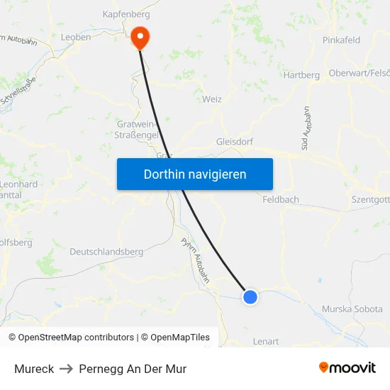 Mureck to Pernegg An Der Mur map