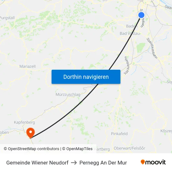 Gemeinde Wiener Neudorf to Pernegg An Der Mur map