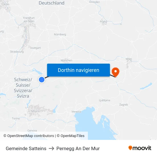 Gemeinde Satteins to Pernegg An Der Mur map