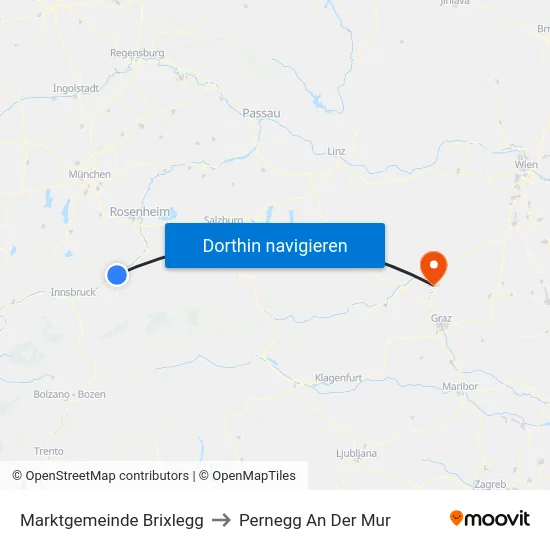 Marktgemeinde Brixlegg to Pernegg An Der Mur map