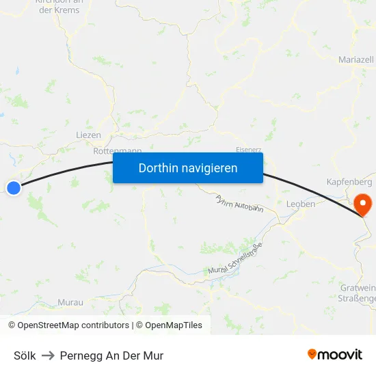 Sölk to Pernegg An Der Mur map