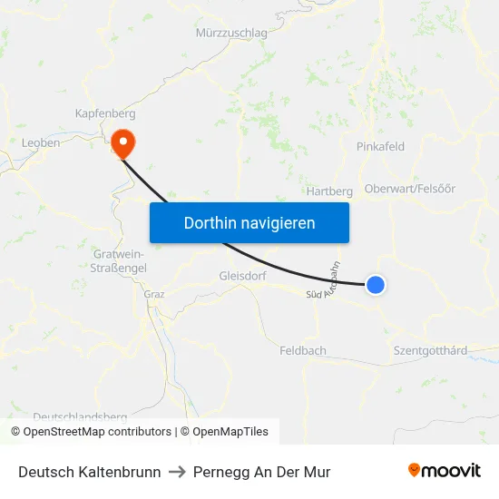 Deutsch Kaltenbrunn to Pernegg An Der Mur map