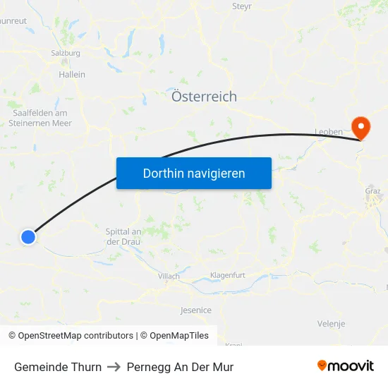 Gemeinde Thurn to Pernegg An Der Mur map
