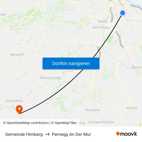 Gemeinde Himberg to Pernegg An Der Mur map