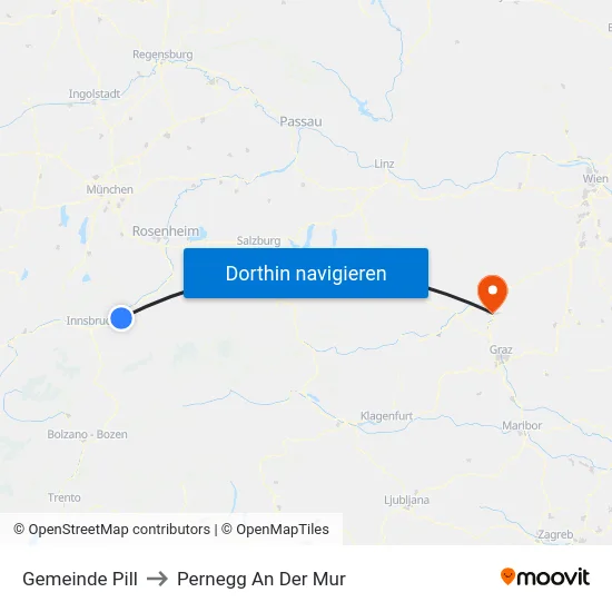 Gemeinde Pill to Pernegg An Der Mur map