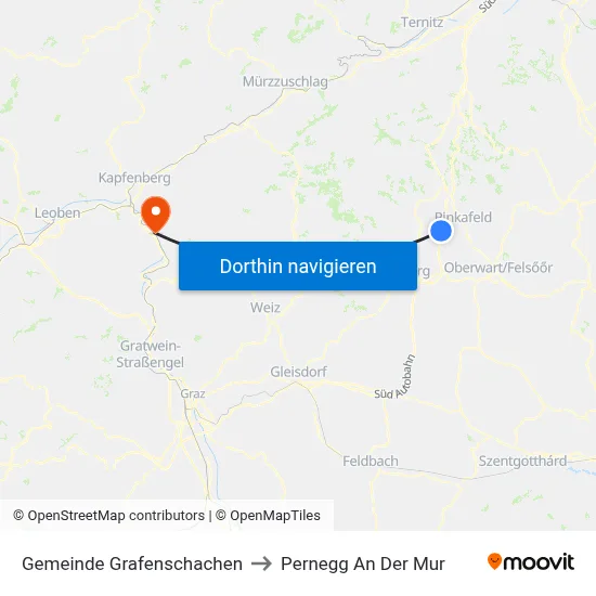 Gemeinde Grafenschachen to Pernegg An Der Mur map