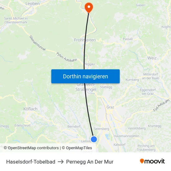 Haselsdorf-Tobelbad to Pernegg An Der Mur map