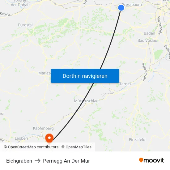 Eichgraben to Pernegg An Der Mur map