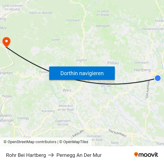 Rohr Bei Hartberg to Pernegg An Der Mur map