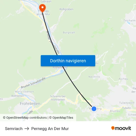 Semriach to Pernegg An Der Mur map