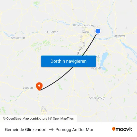 Gemeinde Glinzendorf to Pernegg An Der Mur map