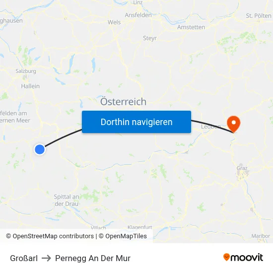 Großarl to Pernegg An Der Mur map