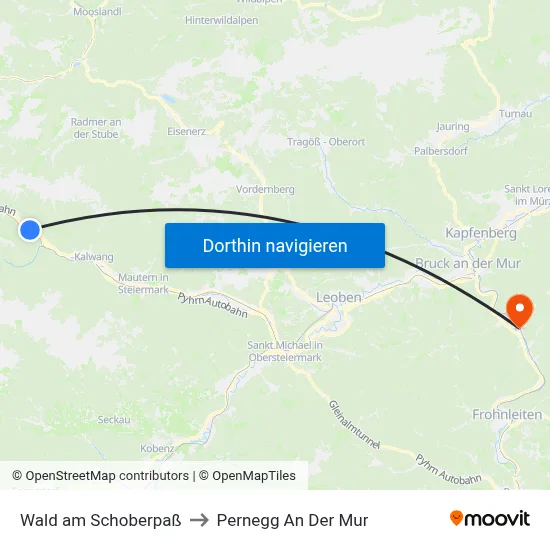 Wald am Schoberpaß to Pernegg An Der Mur map